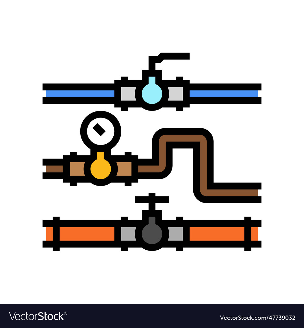 Pipeline system petroleum engineer color icon