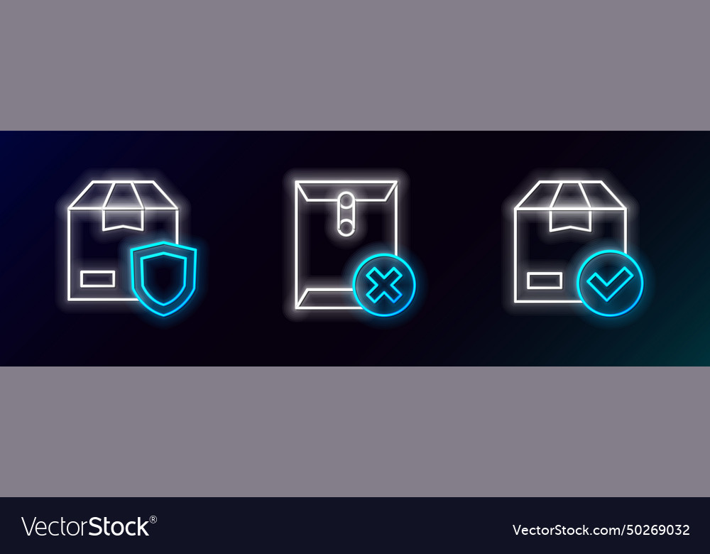 Set line ackage box with check mark delivery vector image Set line ackage box with check mark delivery