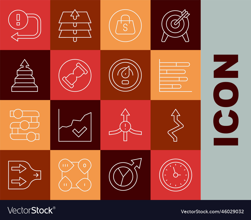 Set line clock arrow pie chart infographic Vector Image Set line clock arrow pie chart infographic