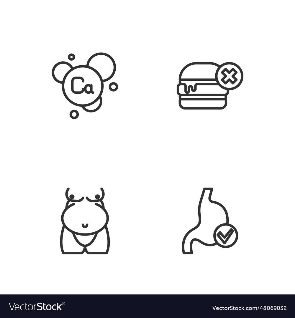 Set line human stomach health obesity calcium Vector Image