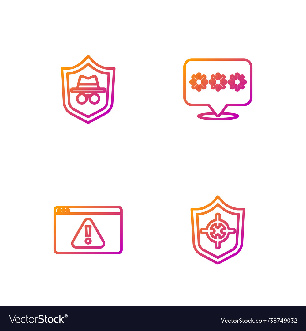 Set line shield browser with exclamation mark vector image Set line shield browser with exclamation mark
