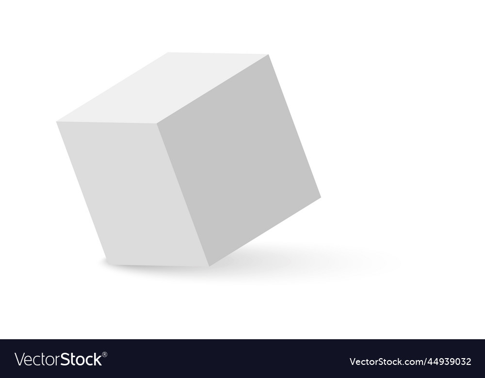 White cube 3d abstract box with shadow geometric vector image White cube 3d abstract box with shadow geometric