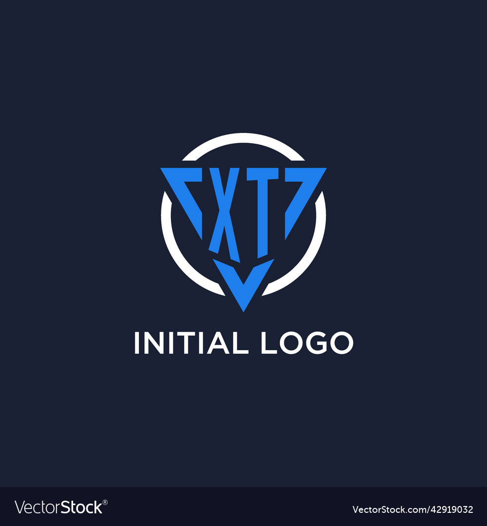 Xt monogram logo with triangle shape and circle