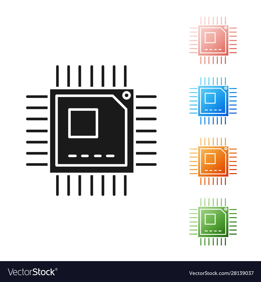 Schwarzer Computerprozessor mit Mikroschaltungen cpu vector image Schwarzer Computerprozessor mit Mikroschaltungen cpu