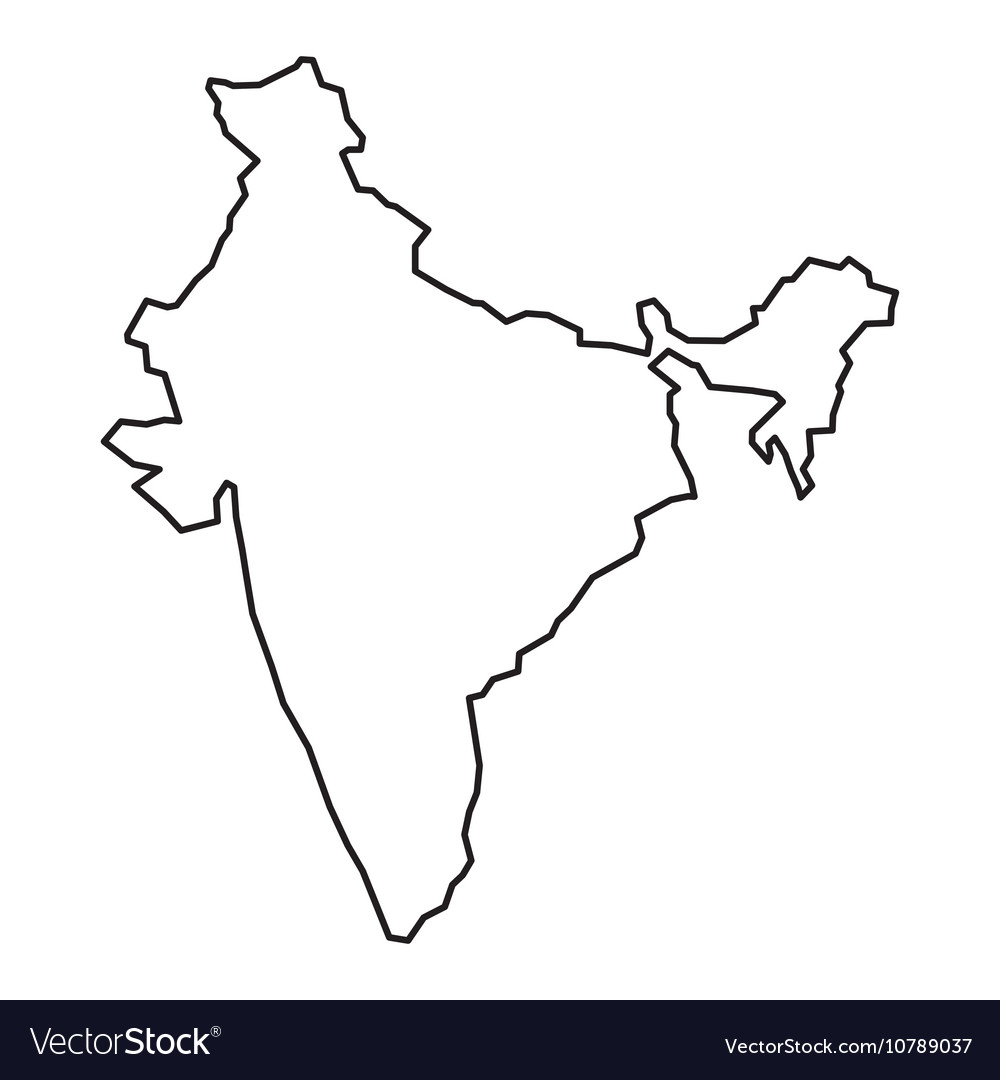 Black contour map india Royalty Free Vector Image