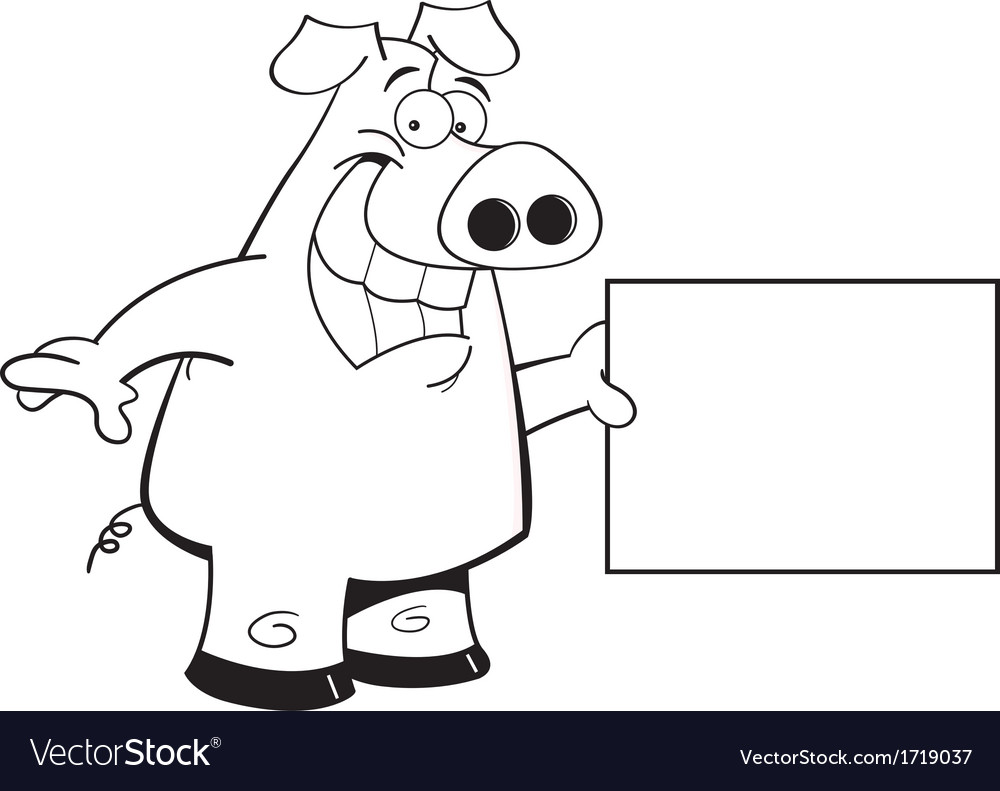 Cartoon pig holding a sign