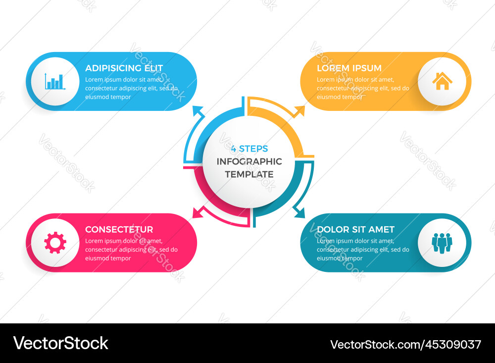 Circle infographic template with four elements Vector Image