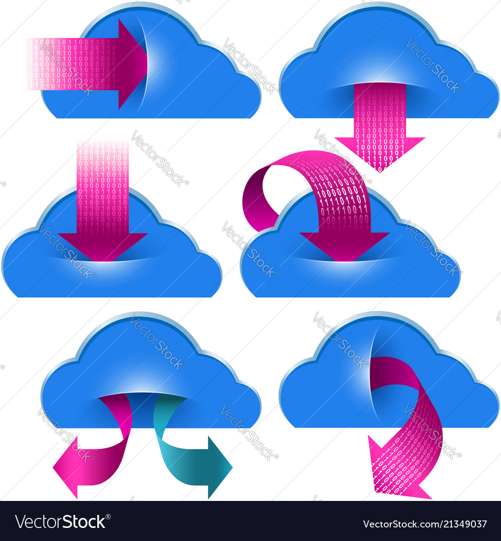 Cloud Computing Speicherdaten binäre Pfeile Tasche vector image Cloud Computing Speicherdaten binäre Pfeile Tasche