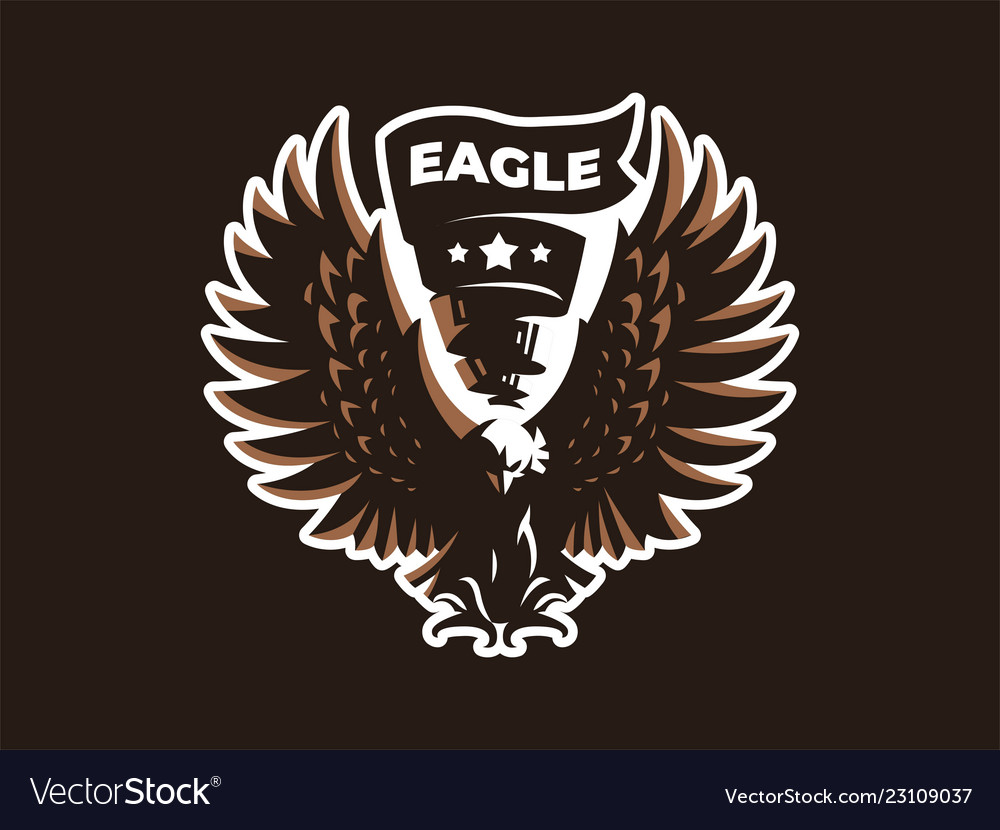Eagle or hawk with outstretched wings vector image Eagle or hawk with outstretched wings