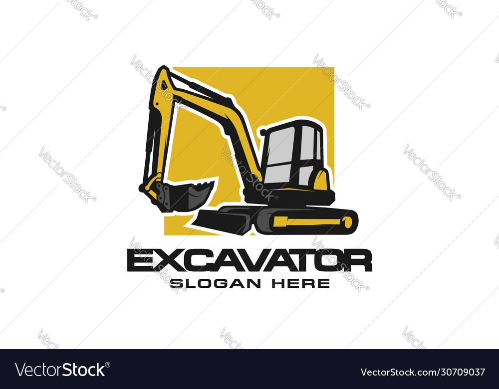 Excavator logo template heavy equipment