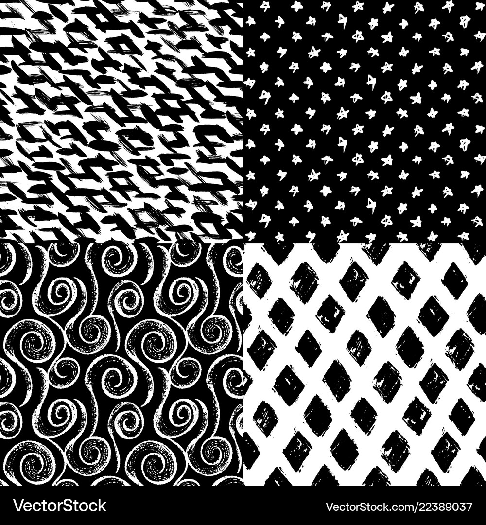 Ink hand drawn brush strokes seamless pattern Vector Image