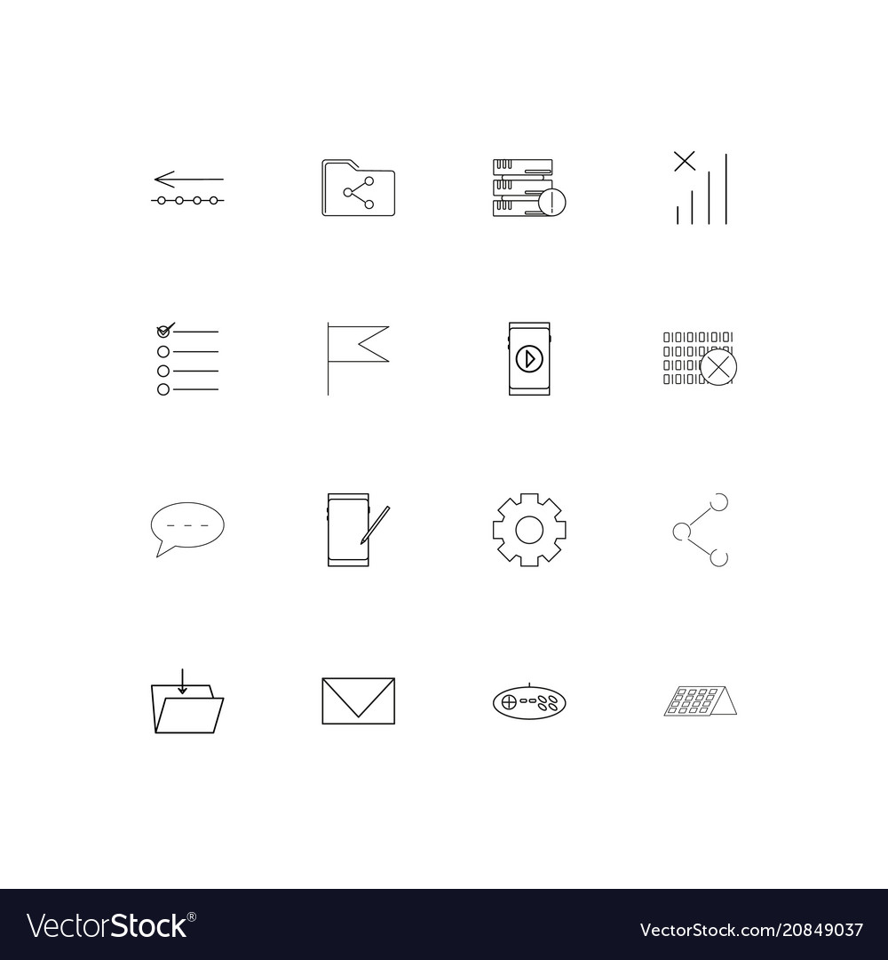 Internet technologies linear thin icons set