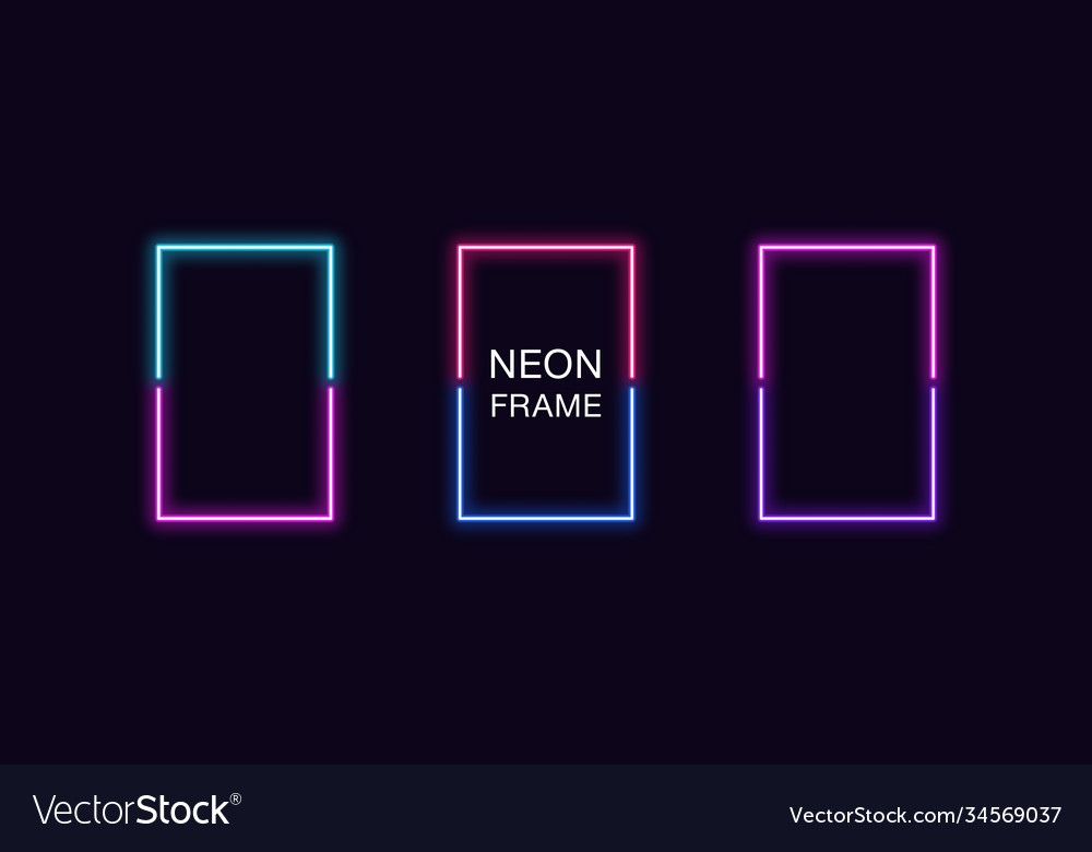 Neon rectangle frame set rectangular Vector Image Neon rectangle frame set rectangular