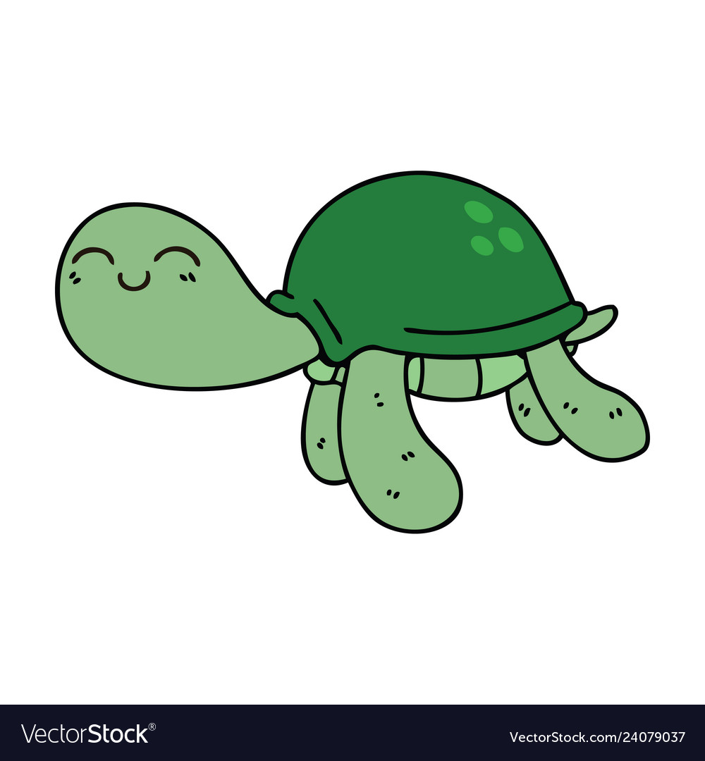 Quirky hand drawn cartoon turtle Royalty Free Vector Image