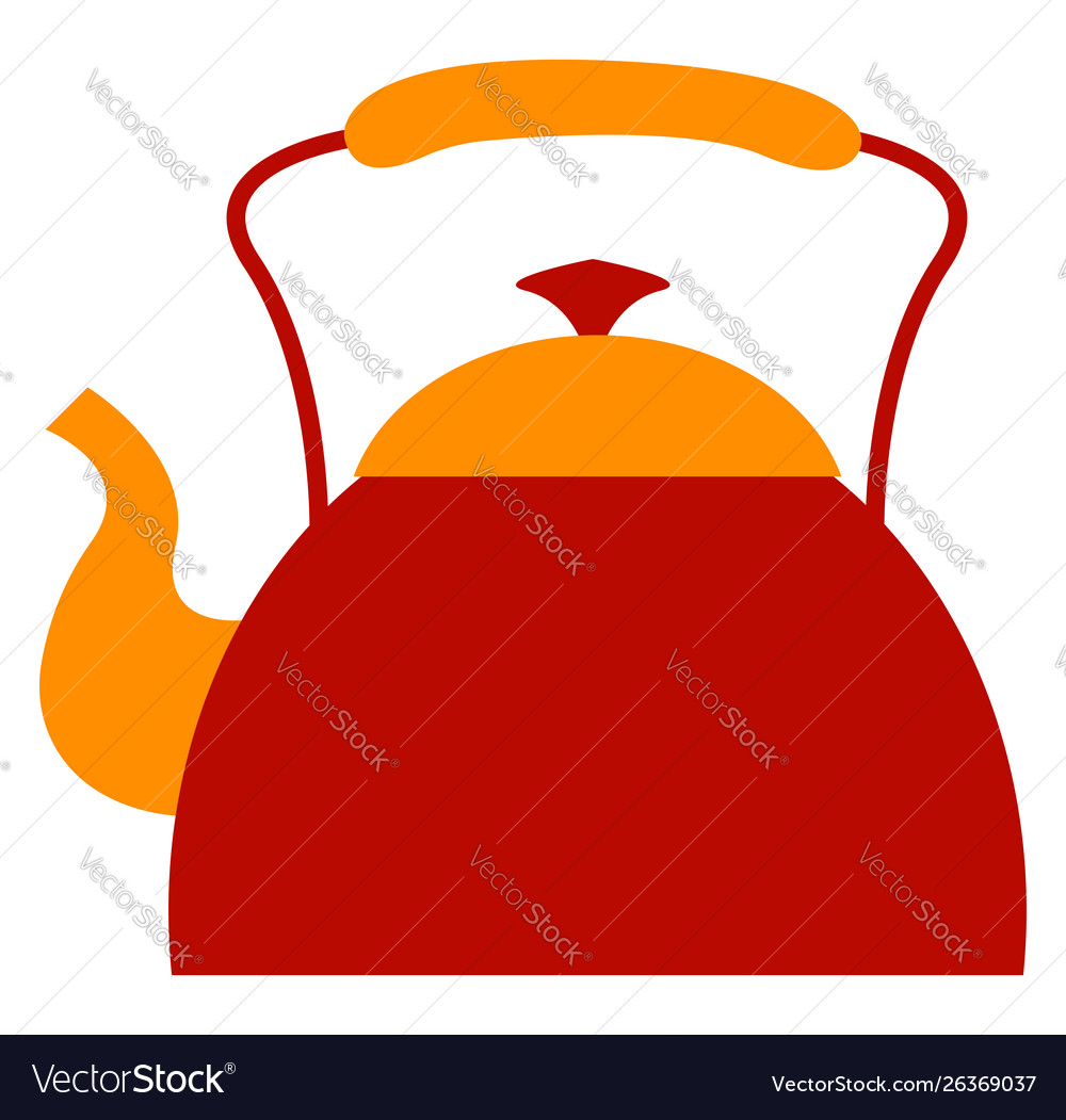 Red kettle on white background