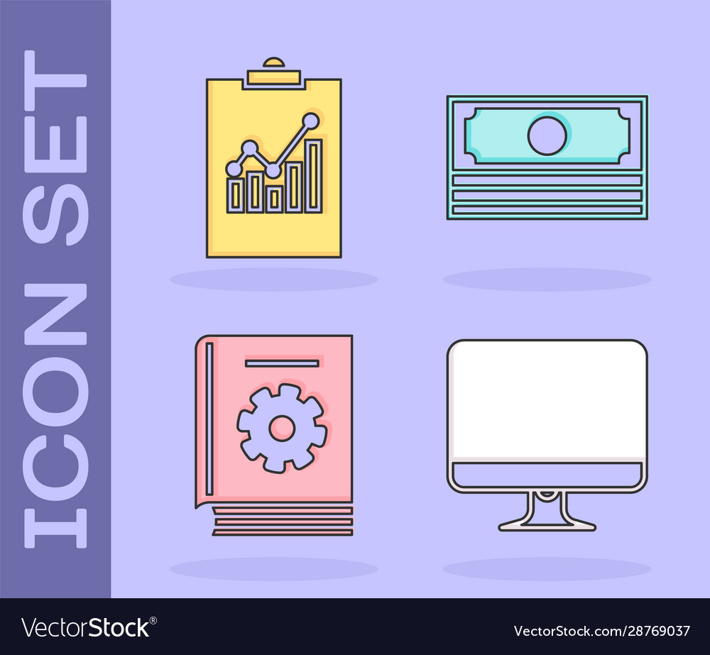 Computermonitor-Clipboard mit Graph einstellen vector image Computermonitor-Clipboard mit Graph einstellen