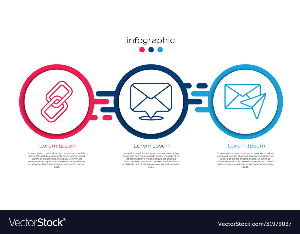 Set line chain link envelope vector image Set line chain link envelope