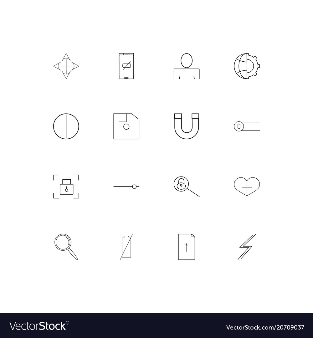 User interface simple linear icons set outlined