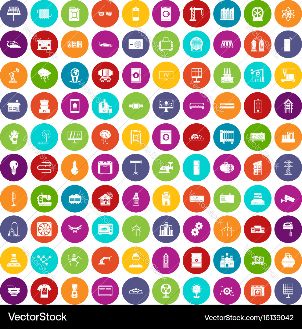 100 electrical engineering icons set color Vector Image
