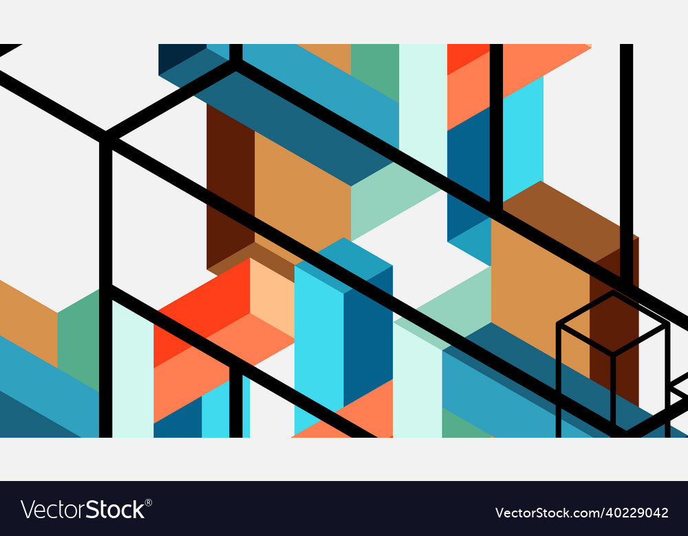 Abstract background 3d cubes cubic elements vector image Abstract background 3d cubes cubic elements