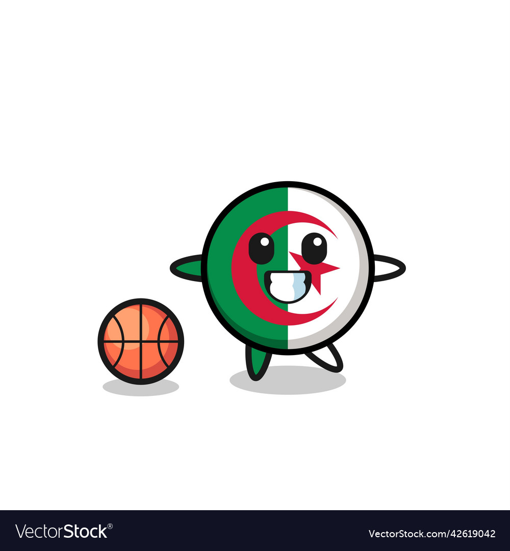 Algerien Flag Cartoon spielt Basketball