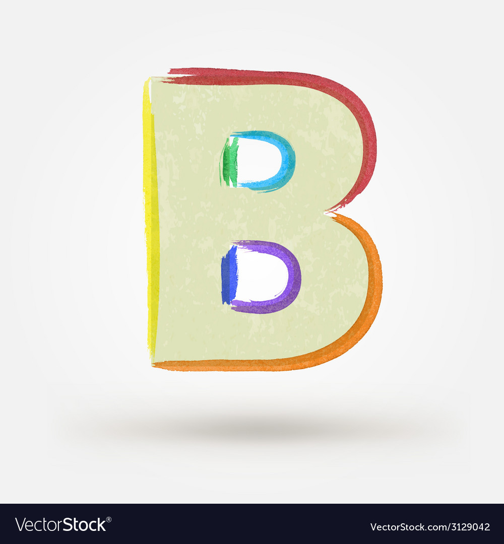 Alphabet Letter B Watercolor Paint Design Element Vector Image