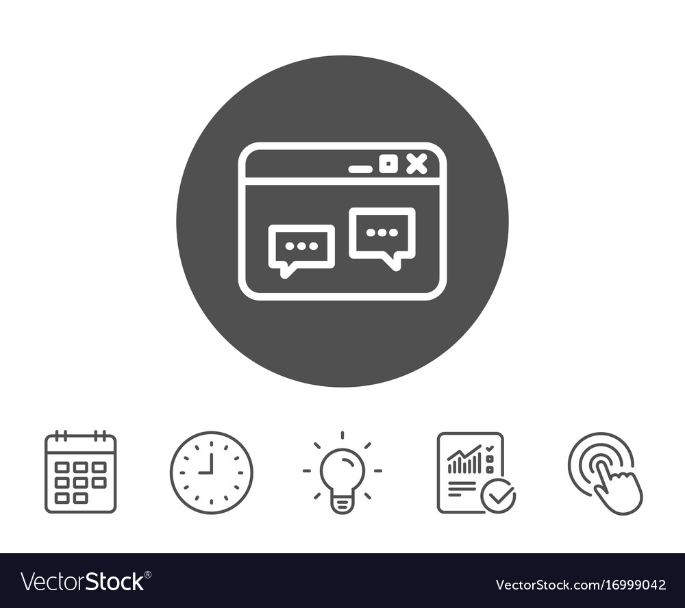 Browser window line icon chat speech bubbles