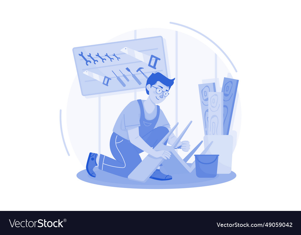 Carpenter working in a workshop