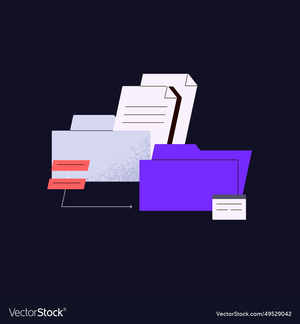 Data transfer workflow document in folder copy vector image Data transfer workflow document in folder copy