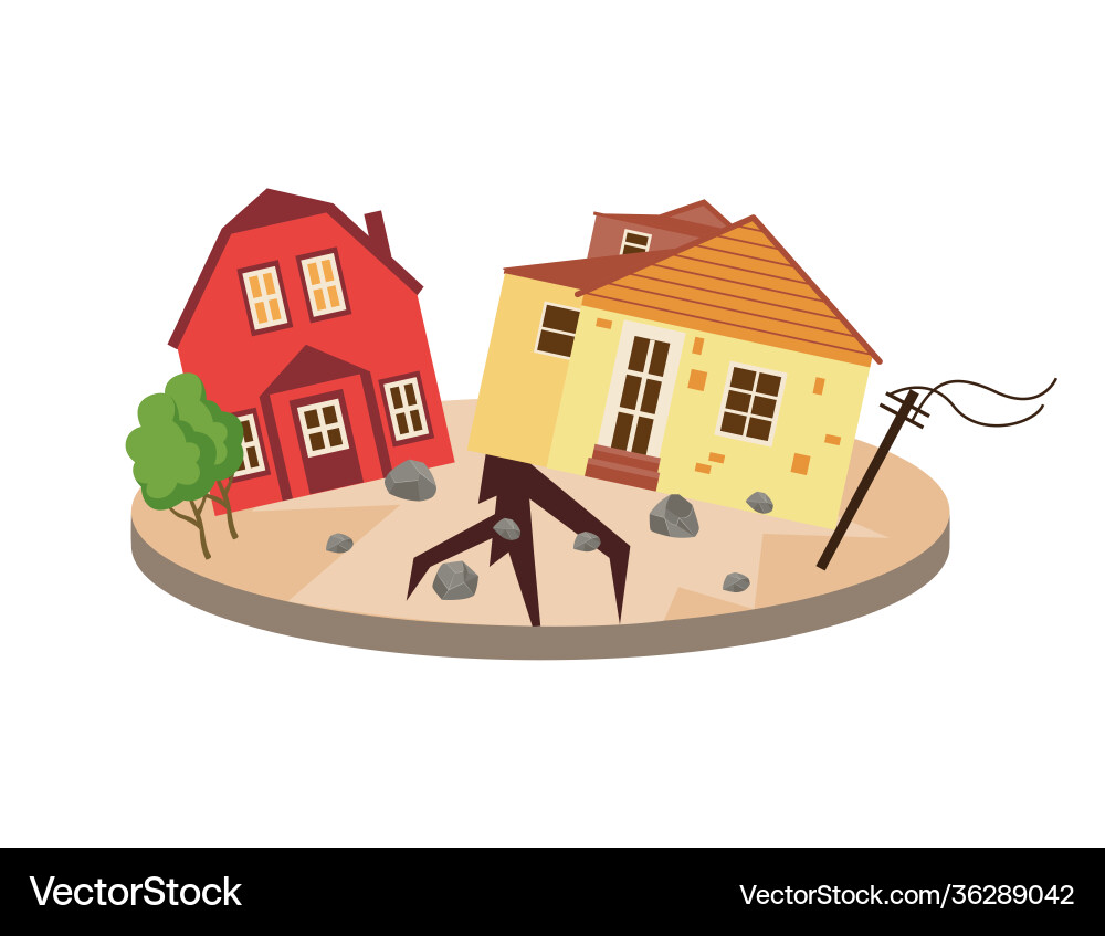 Devastating effects an earthquake disaster flat Vector Image