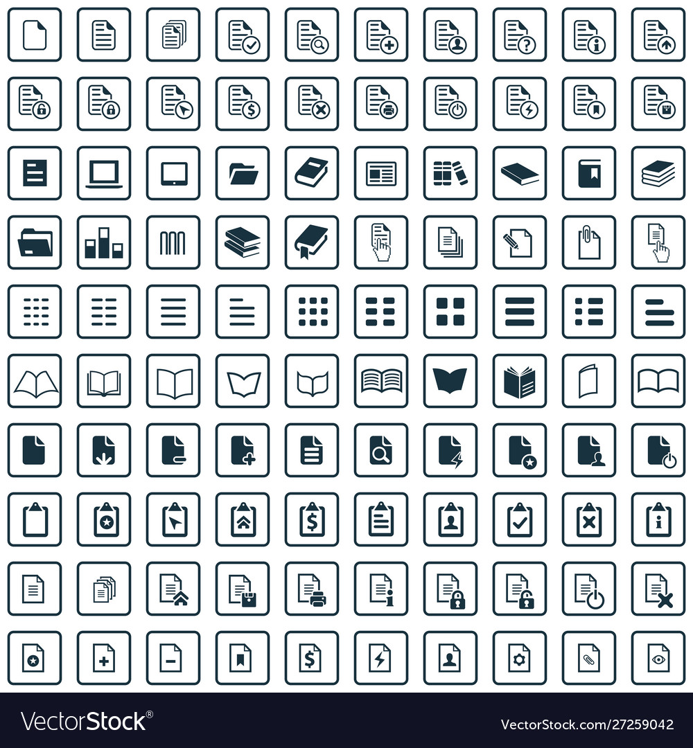 Document 100 icons universal set for web and ui