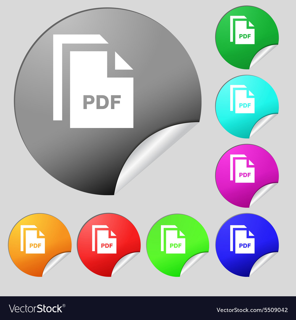 File pdf icon sign set of eight multi colored