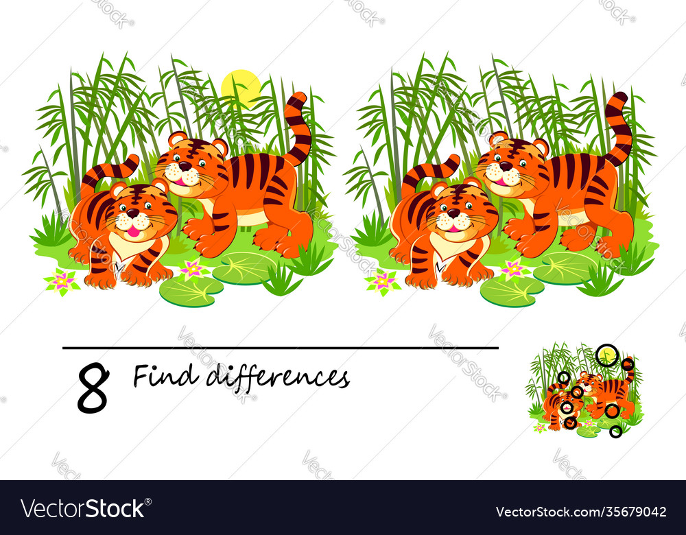 Find 8 differences logic puzzle game for children