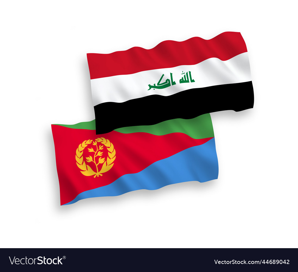 Flags of eritrea and iraq on a white background vector image Flags of eritrea and iraq on a white background