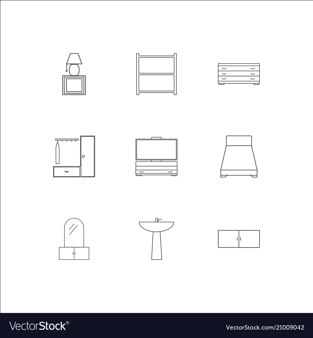 Furniture outline icons set Royalty Free Vector Image