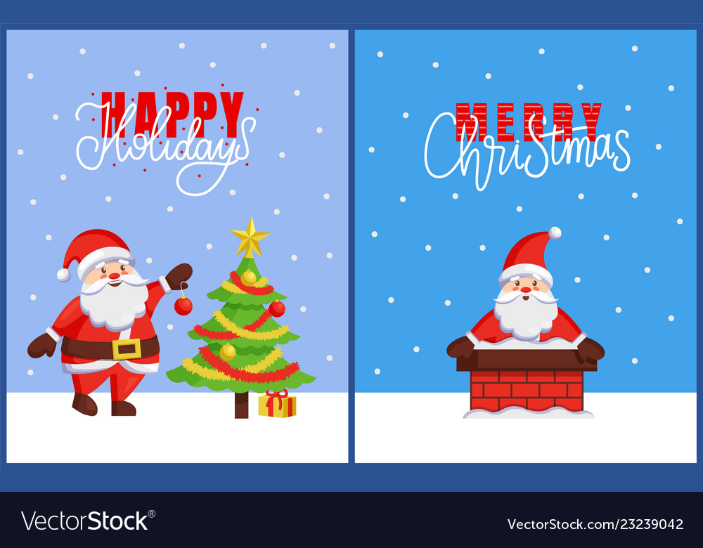 Happy holidays and merry christmas 2019 posters Vector Image