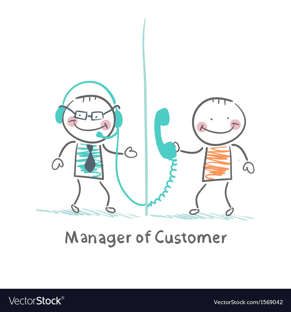 Manager of customer talking on headphones