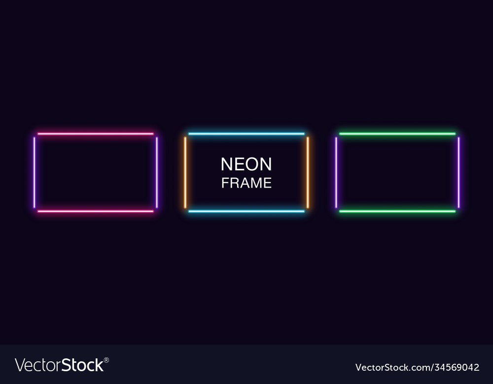 Neon rectangle frame set rectangular Vector Image Neon rectangle frame set rectangular