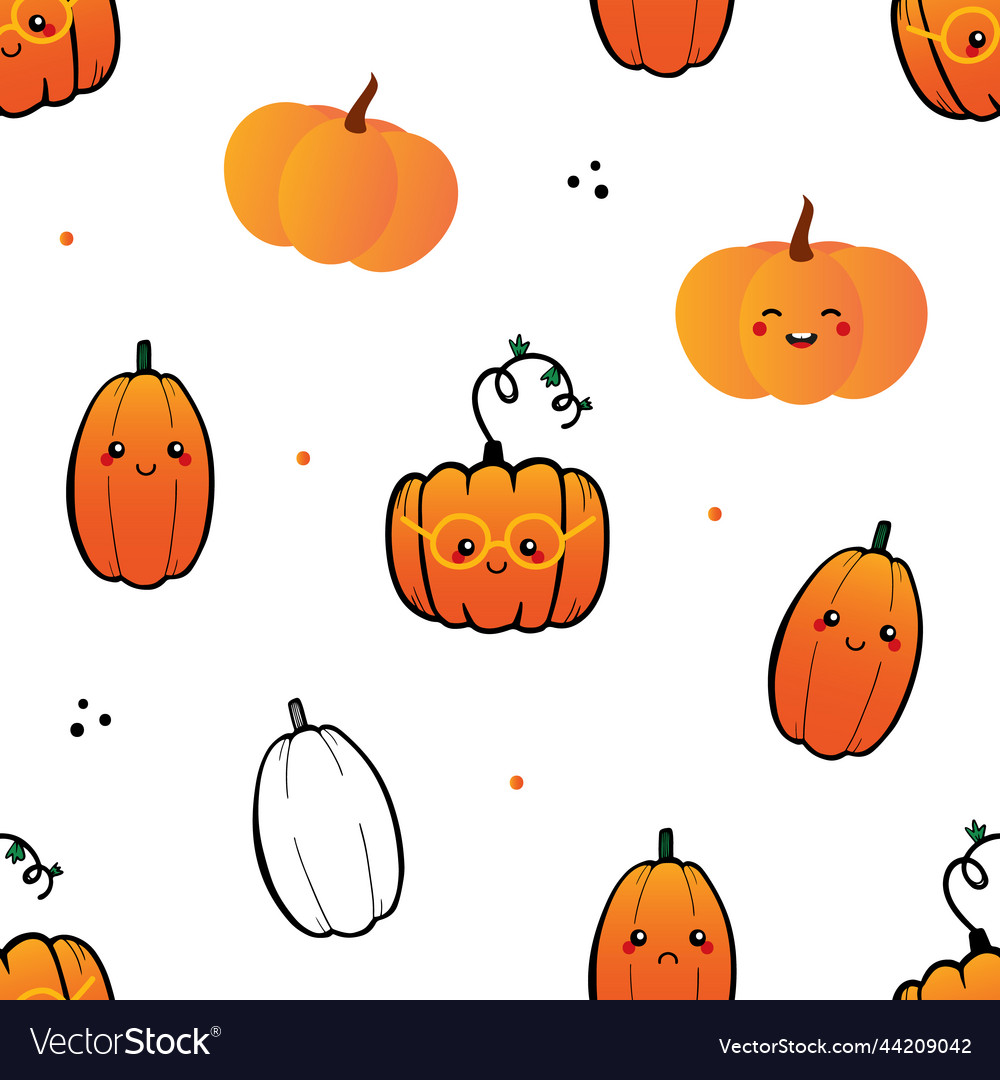 Pumpkin characters and vegetables pattern