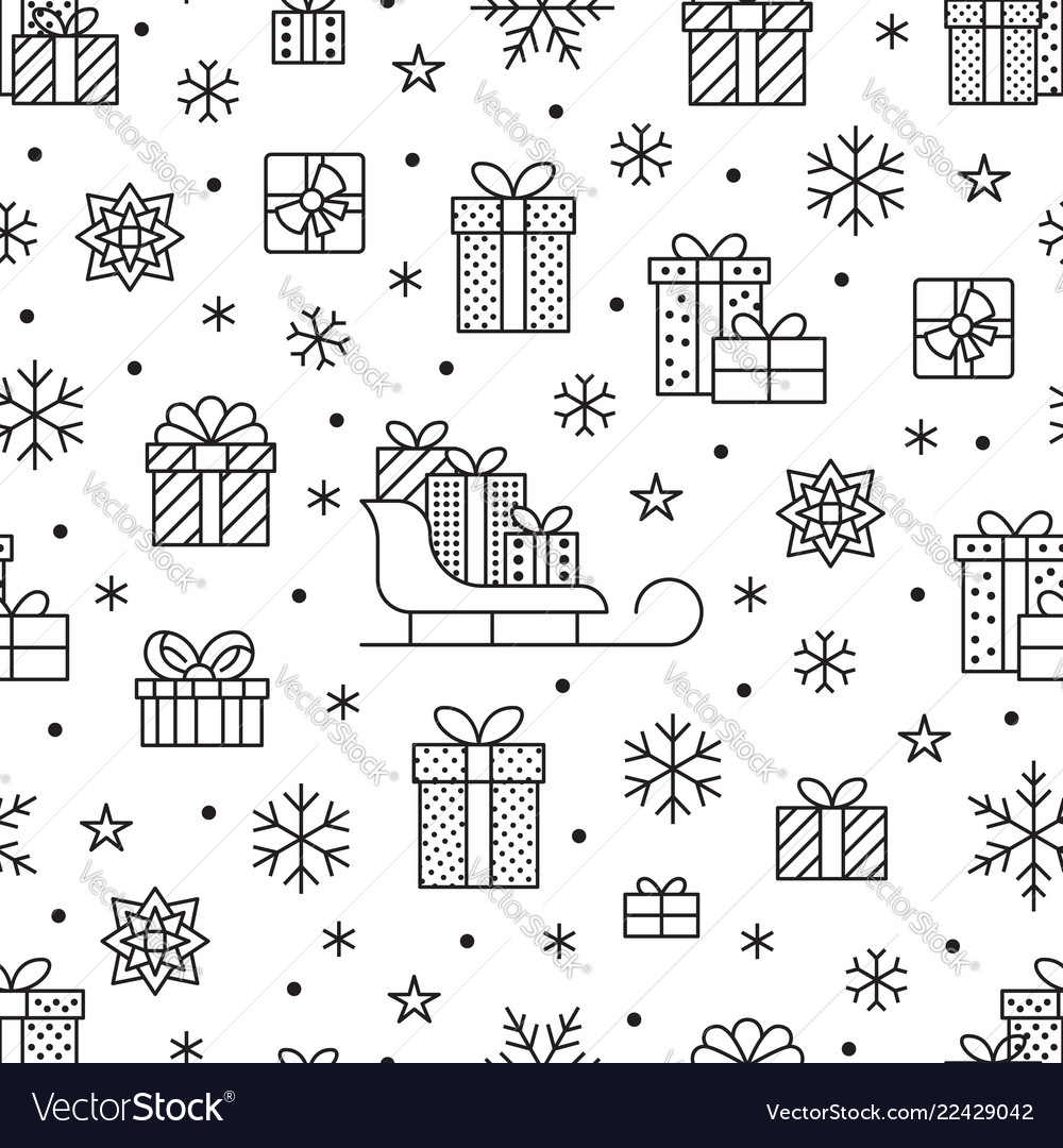 Seamless pattern with black snowflakes