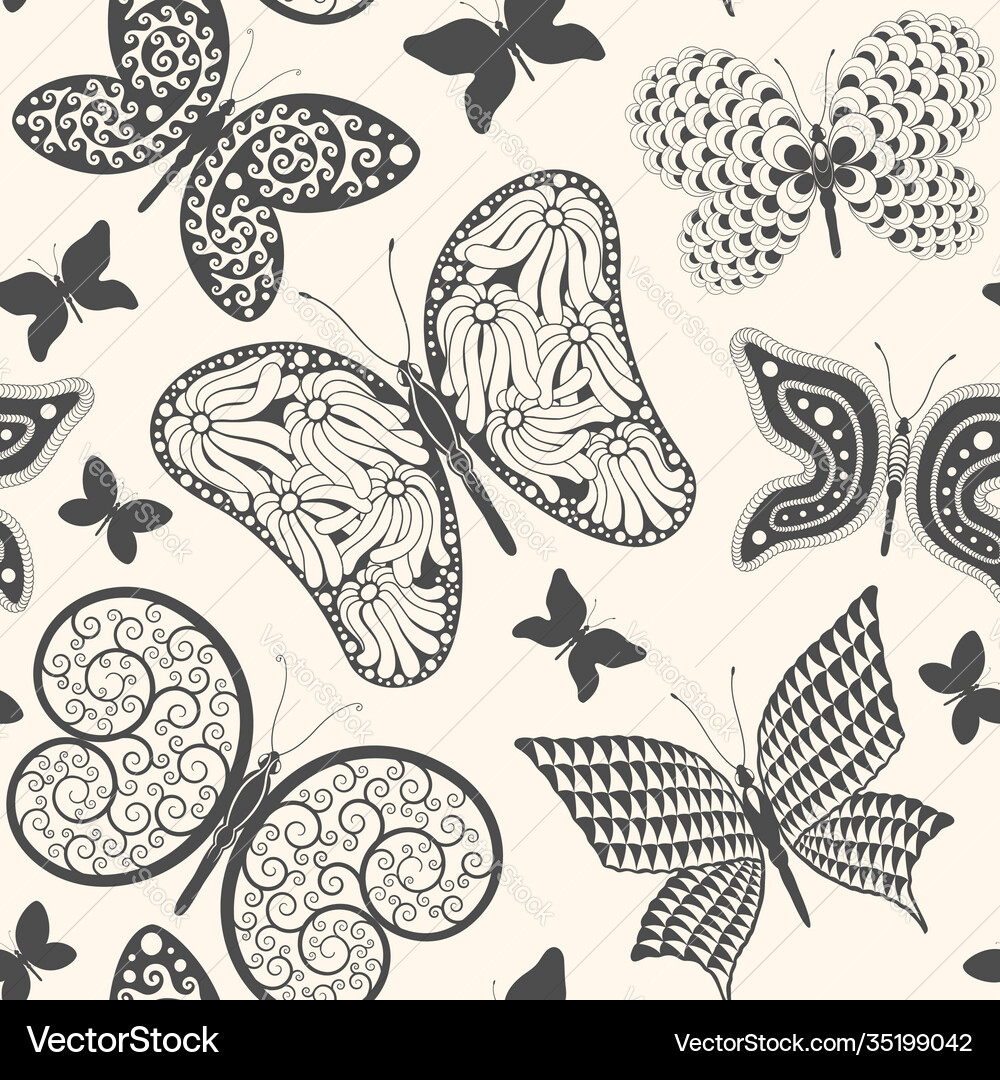 Seamless pattern with butterflies Royalty Free Vector Image