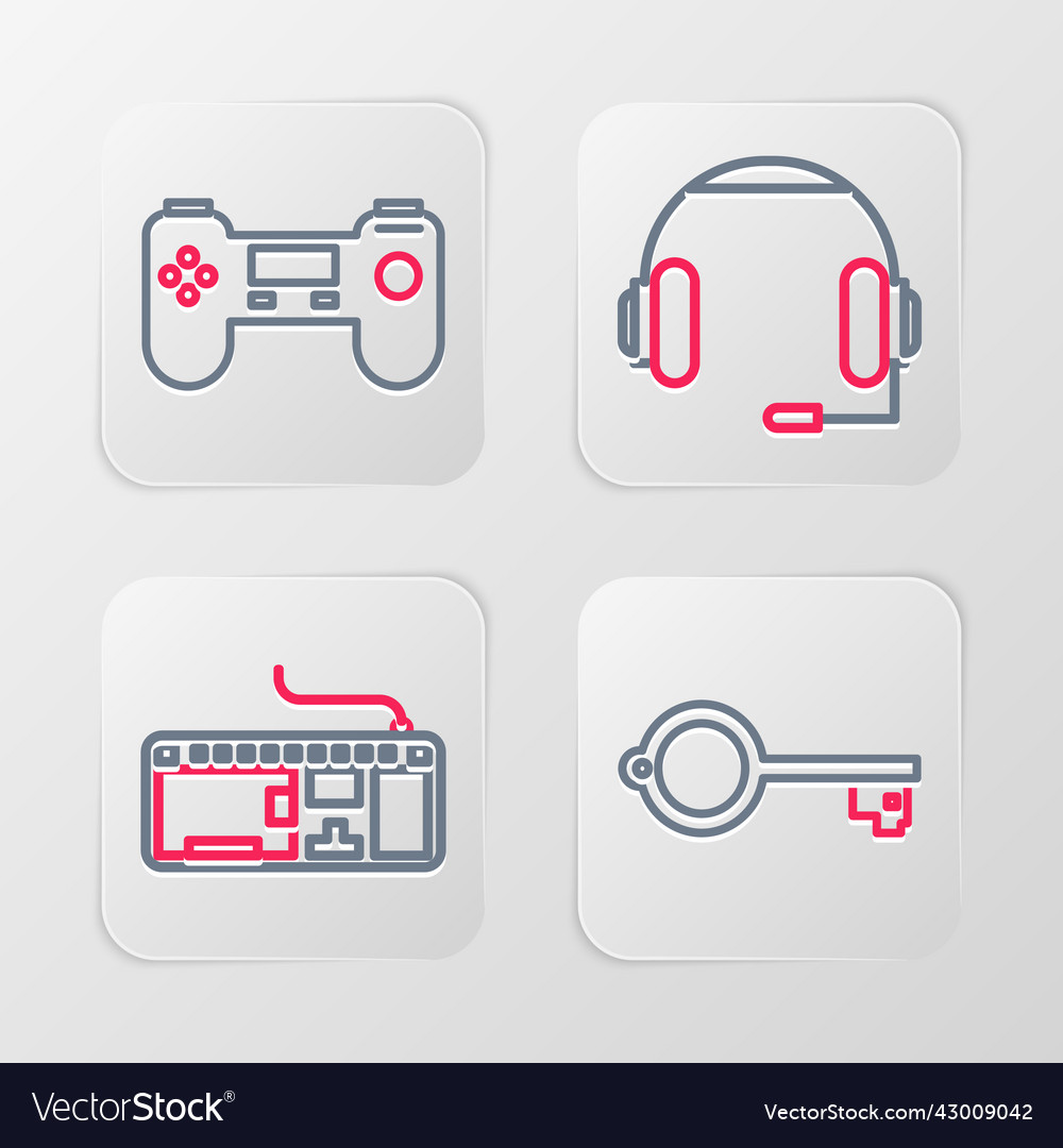 Set Linie alte Schlüssel für Spiel Computer Tastatur vector image Set Linie alte Schlüssel für Spiel Computer Tastatur