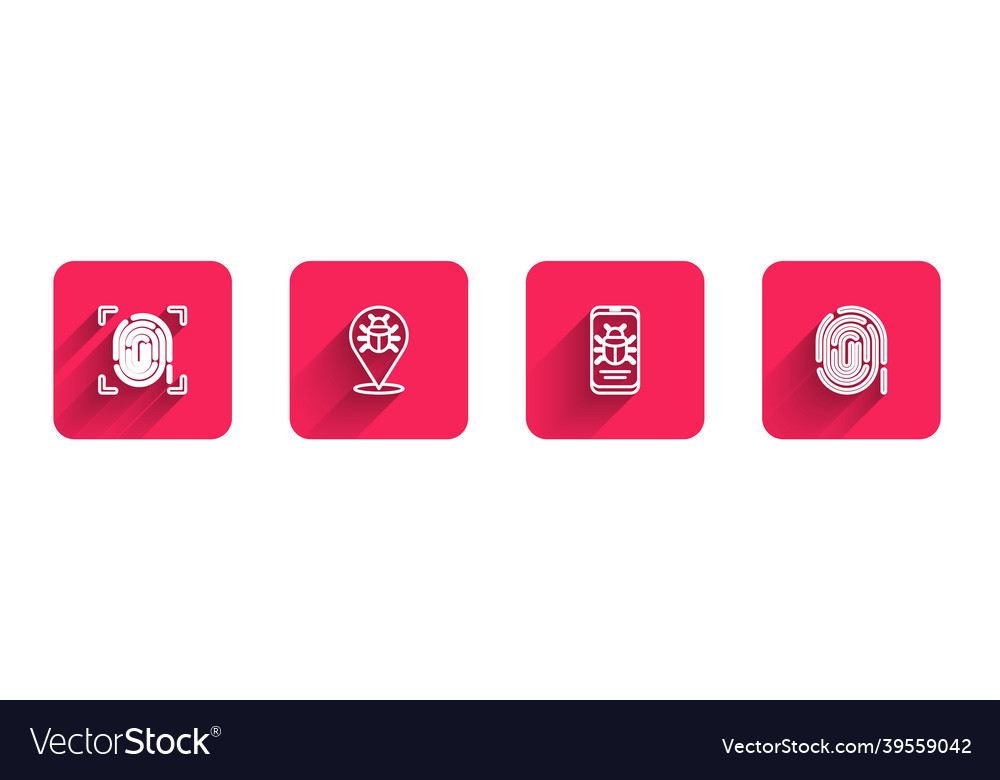 Set line fingerprint system bug on mobile vector image Set line fingerprint system bug on mobile