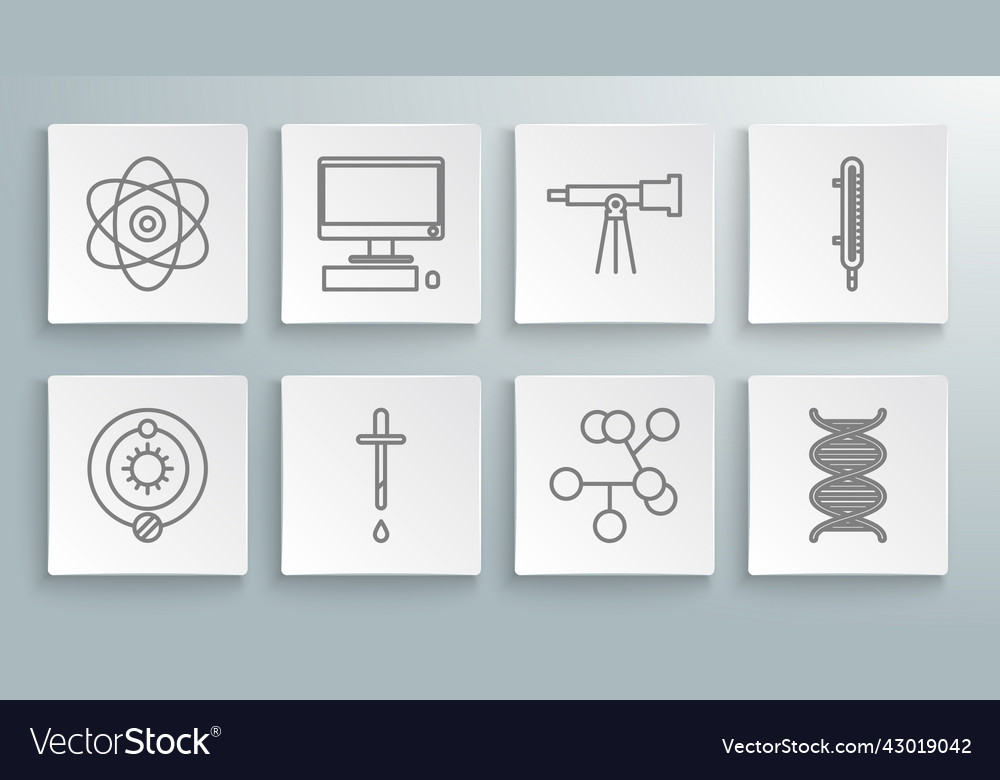 Set line solar system computer monitor vector image Set line solar system computer monitor