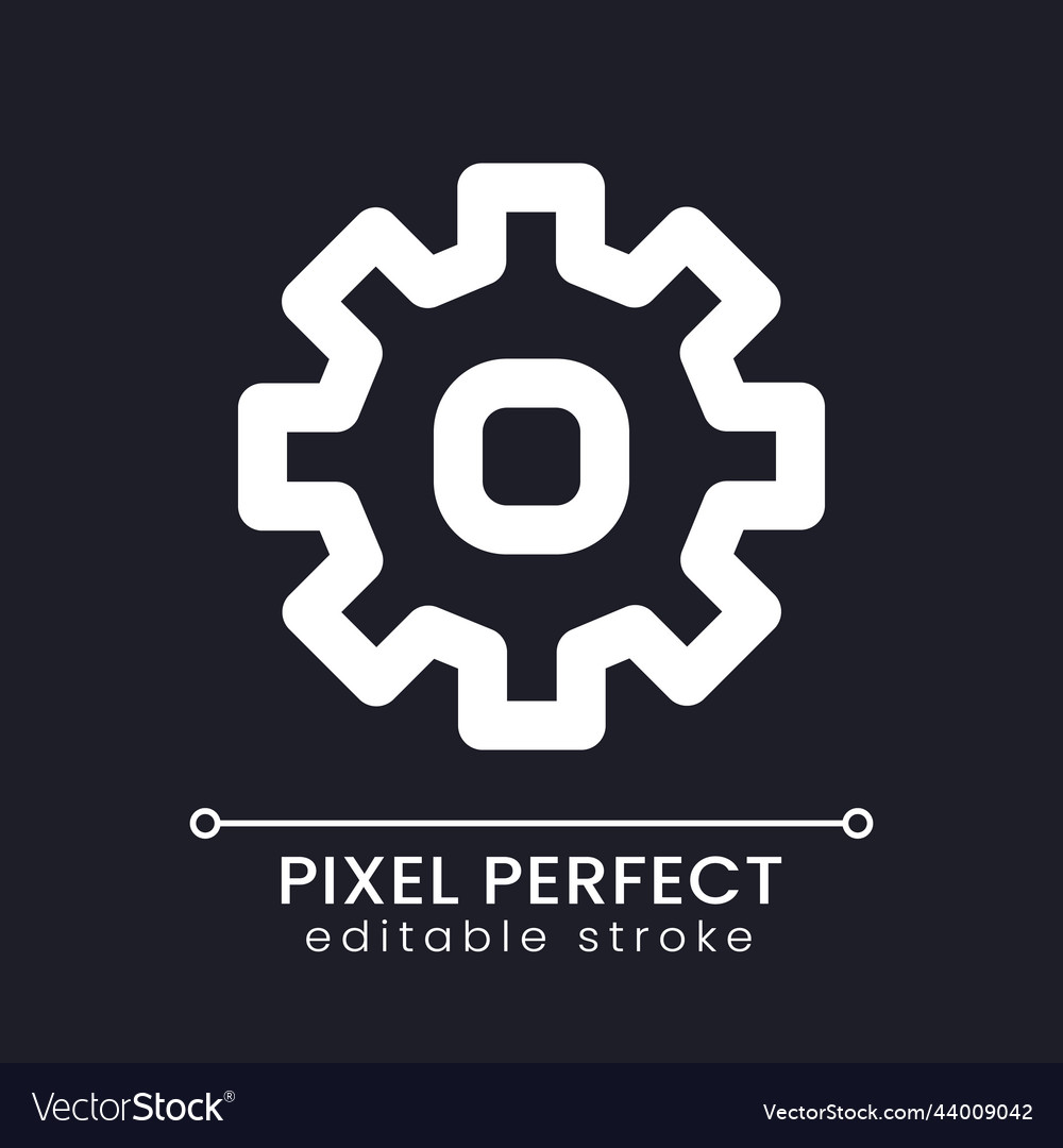 Settings pixel perfect white linear ui icon vector image Settings pixel perfect white linear ui icon