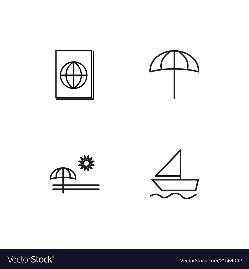 Summer linear icons set simple outline