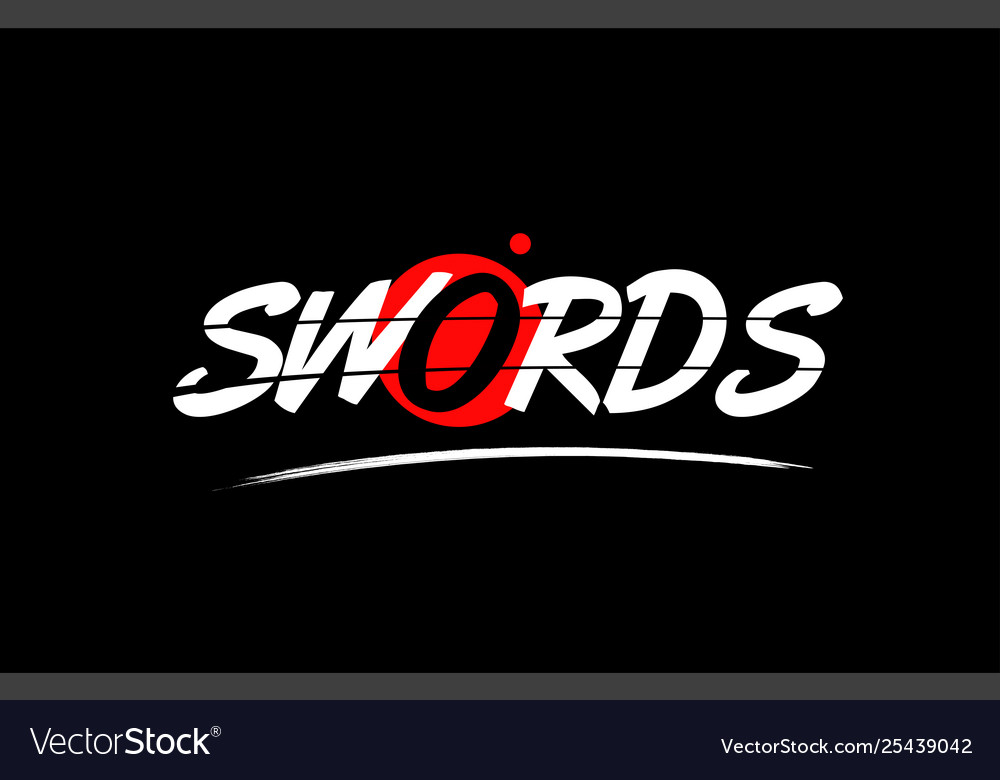 Swords word text logo icon with red circle design
