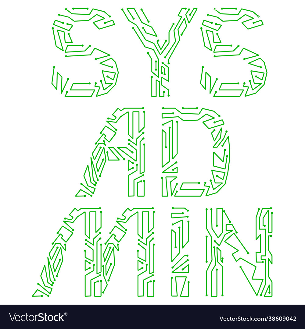 Sysadmin system administrator letters chips vector image Sysadmin system administrator letters chips