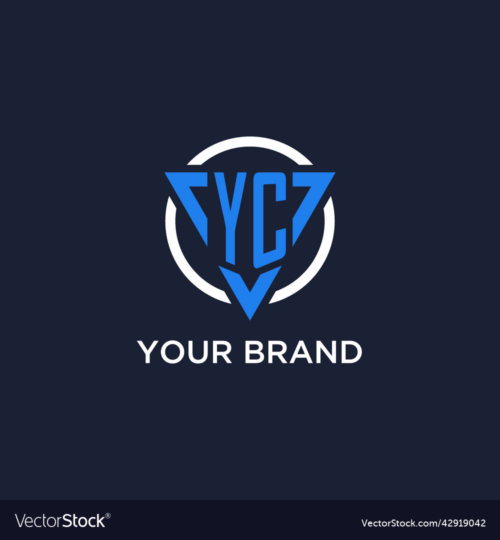 Yc monogram logo with triangle shape and circle