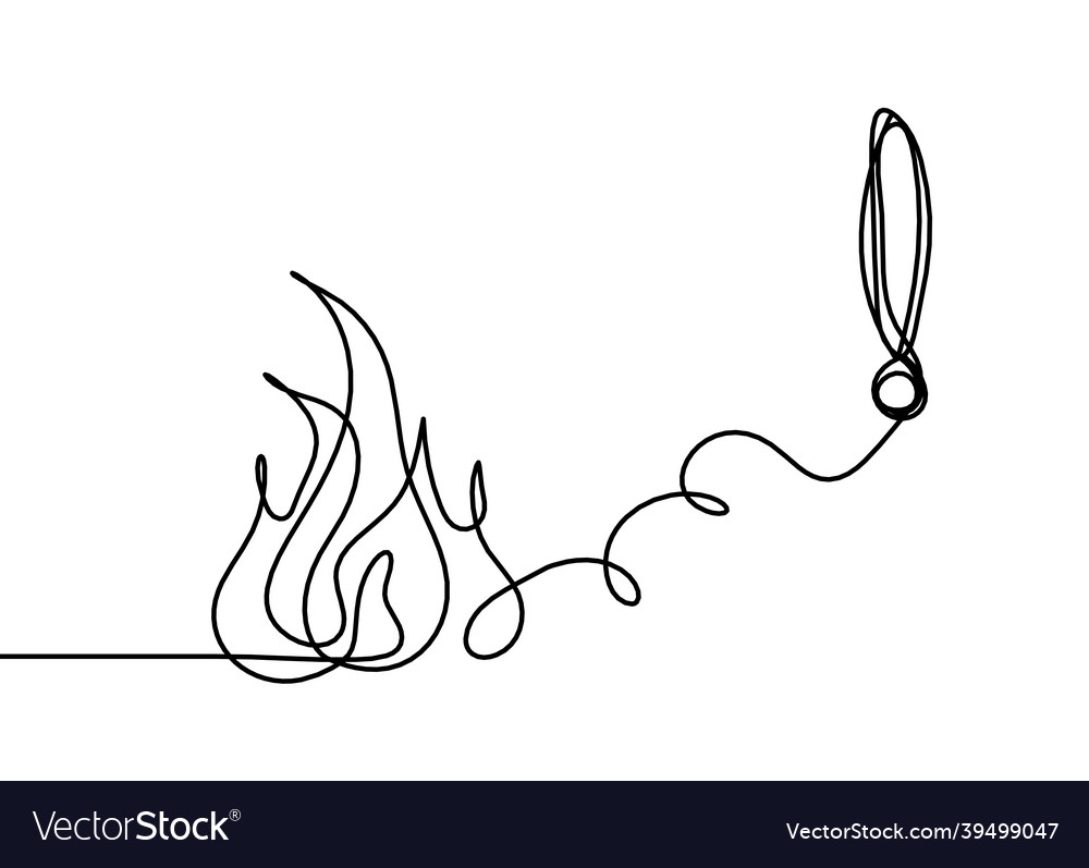 Abstract fire with exclamation mark as line